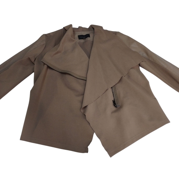 Blu Pepper Jacket Women's Brown Faux Leather Knit ZIP Up Lined Size Large - Picture 4 of 12